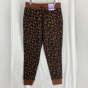 NWT Stars Above Women's Small Brown Fleece Animal Print Athletic Jogger